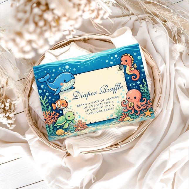 Whimsical Ocean Friends Diapper Raffle Begleitkarte (Von Creator hochgeladen)
