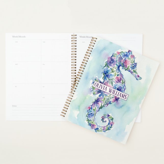 Whimsical Ocean-Seepferdchen-Botanische Blumen Planer (Anzeige)