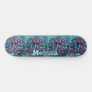 Whimsical Octopus Floral Aquamarin Küsten Personal Skateboard