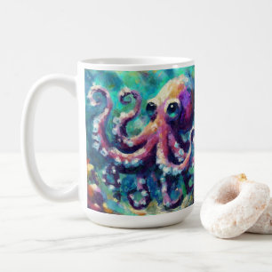 Whimsical Octopus Oil Painting Nautical Beach Kaffeetasse