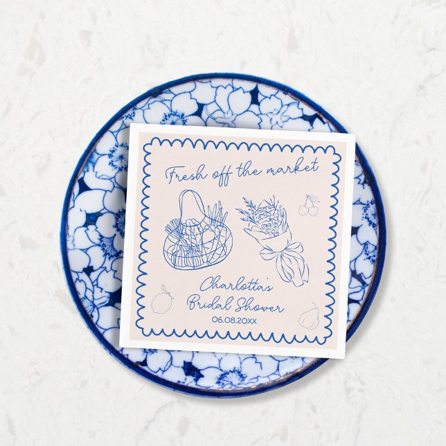 Whimsical off the Market Hand Drawing Brautparty Serviette (Whimsical Off The Market Hand Drawn Bridal Shower Napkins)