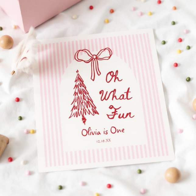 Whimsical Oh What Fun Girl 1st Birthday Party Serviette (Von Creator hochgeladen)