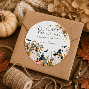 Whimsical Oktober Social Club Runder Aufkleber