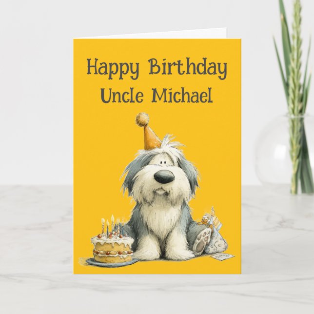 Whimsical Old English Sheepdog Birthday Card Karte (Vorderseite)