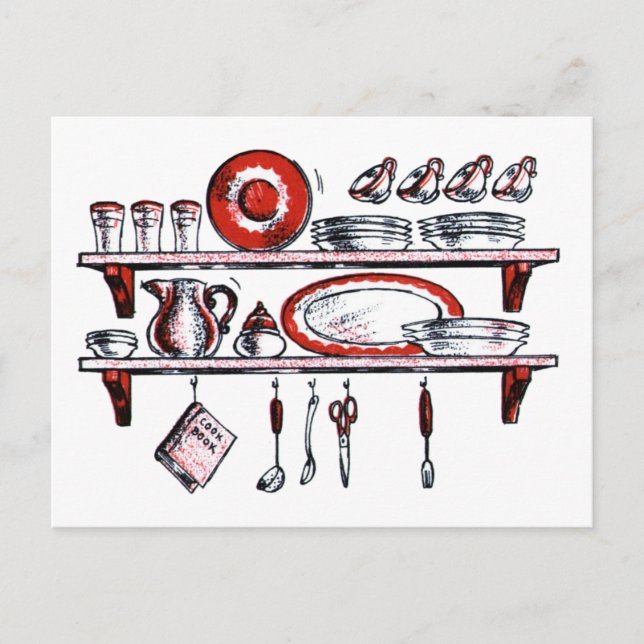 Whimsical Old modified Kitchen Art Postkarte (Vorderseite)