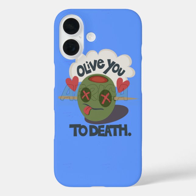 Whimsical "Olive My Heart" Funny Face Design Case-Mate iPhone Hülle (Rückseite)