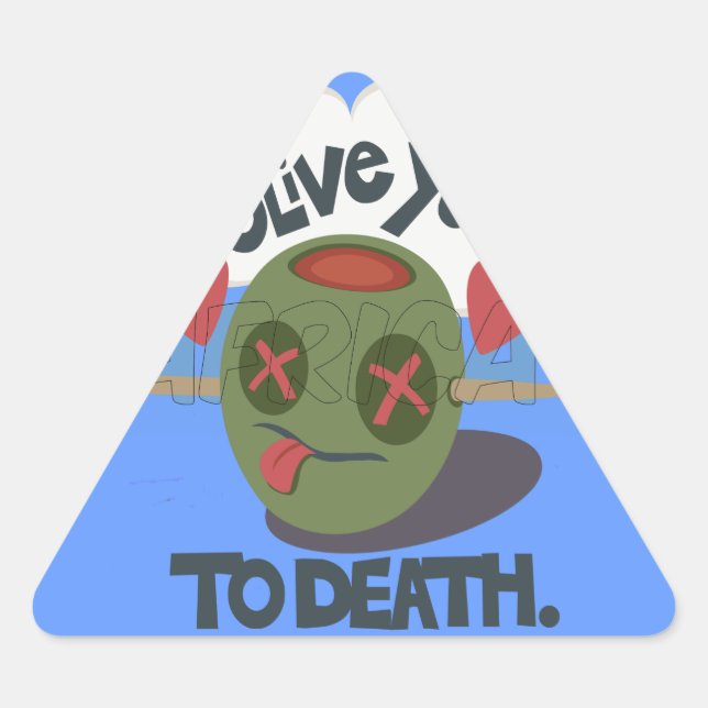 Whimsical "Olive My Heart" Funny Face Design Dreieckiger Aufkleber (Vorderseite)