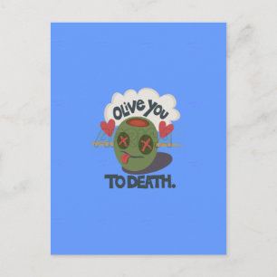 Whimsical "Olive My Heart" Funny Face Design Postkarte