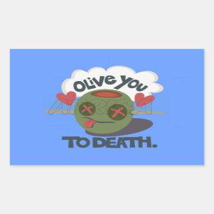 Whimsical "Olive My Heart" Funny Face Design Rechteckiger Aufkleber