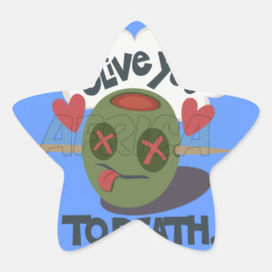 Whimsical "Olive My Heart" Funny Face Design Stern-Aufkleber