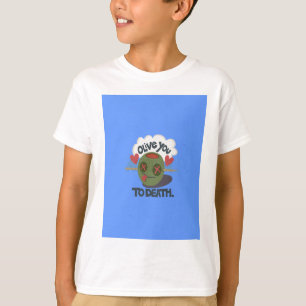 Whimsical "Olive My Heart" Funny Face Design T-Shirt