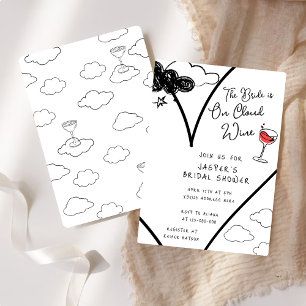 Whimsical on Cloud Wine Hand gezeichnet Brautparty Einladung