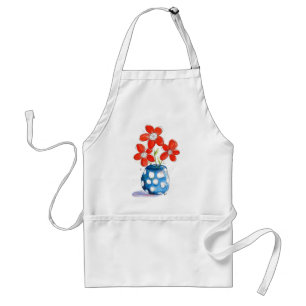 Whimsical Orange Blume in Blue Vase Schürze
