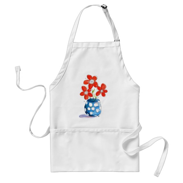 Whimsical Orange Blume in Blue Vase Schürze (Vorne)