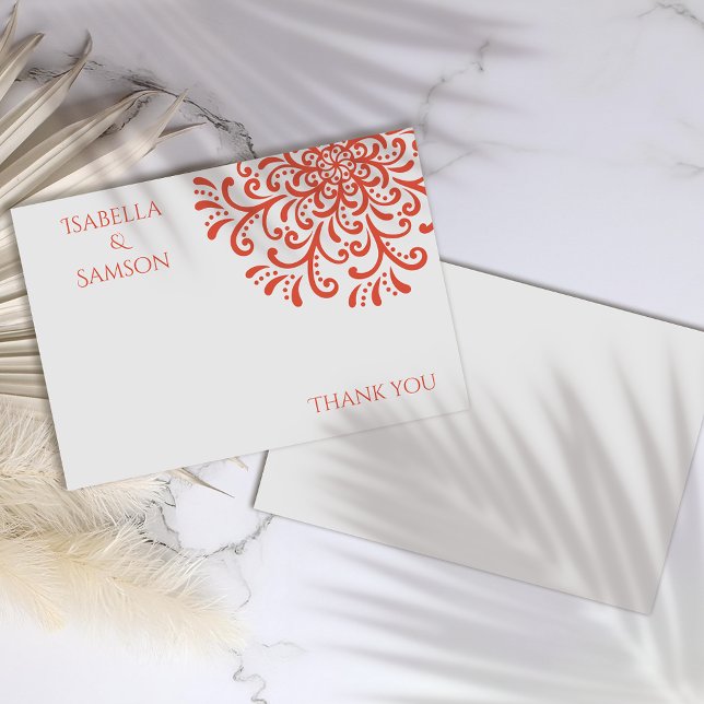 Whimsical Orange Red Blüh Danke Karte (Von Creator hochgeladen)