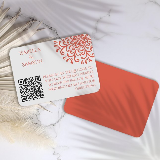 Whimsical Orange Red Blüh Enclosure Card Begleitkarte (Von Creator hochgeladen)