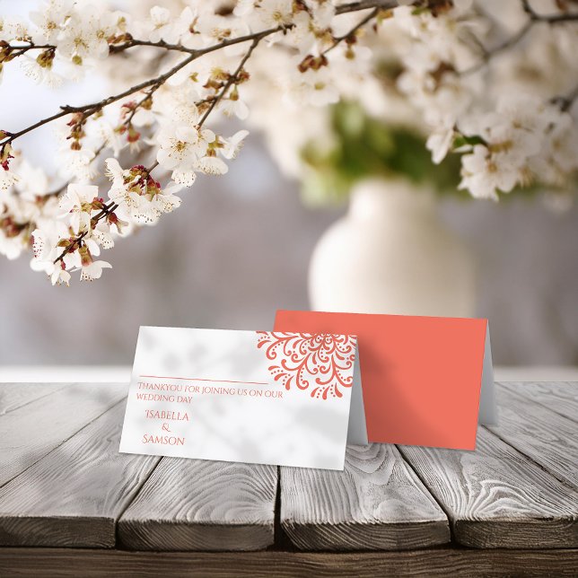 Whimsical Orange Red Blüh Platzkarte (Von Creator hochgeladen)