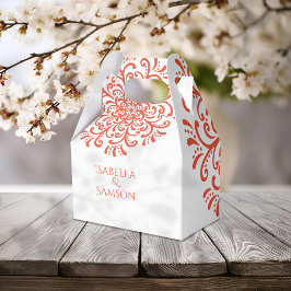 Whimsical Orange Red Blüh Wedding Geschenkschachtel