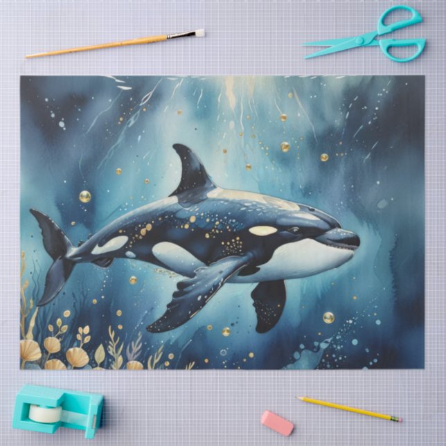 Whimsical Orca in the ocean Seidenpapier (Basteln)