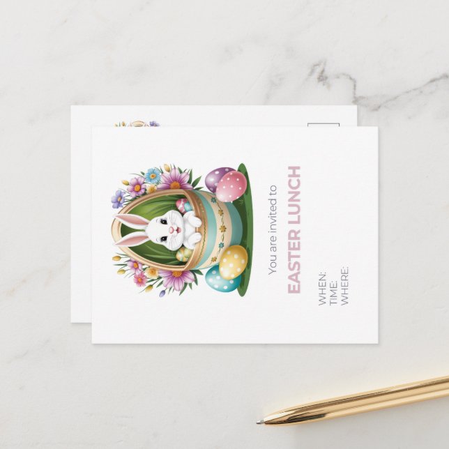 Whimsical Ostereierjagd: Hübsch Postkarte (Vorderseite/Rückseite Beispiel)