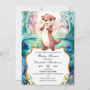 Whimsical Otter Baby Dusche Einladung