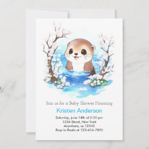 Whimsical Otter Paradise Boy Baby Dusche Einladung