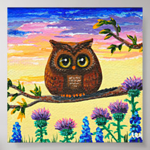 Whimsical Owl Art Forest Creationarts Poster
