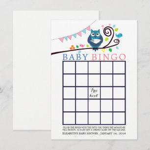 Whimsical Owl Baby Dusche Bingo Einladung