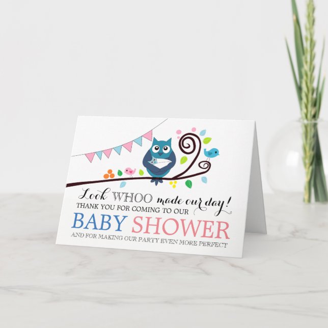 Whimsical Owl Baby Dusche Danke (Vorderseite)