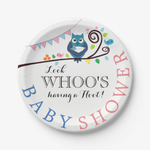 Whimsical Owl Baby Dusche Pappteller