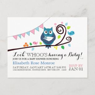 Whimsical Owl Baby Shower Einladung