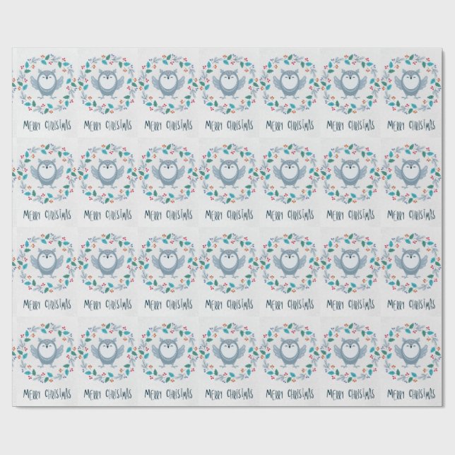 Whimsical Owl Christmas Wrapping Paper  Geschenkpapier (Flach)