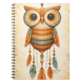 Whimsical Owl Dreamcatcher Boho Notizblock