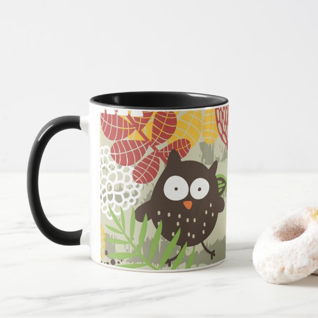 Whimsical owl Mug Tasse (Mit Donut)