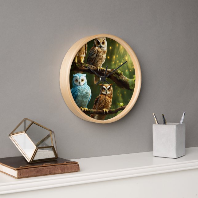 Whimsical Owl Timekeeper Uhr (Büro)