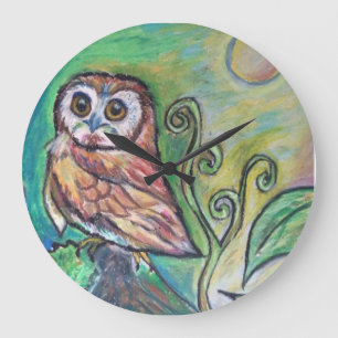 Whimsical Owl Wall Clock Große Wanduhr