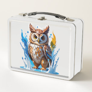 Whimsical OwlBear mit Wasserablagerungen Metall Brotdose