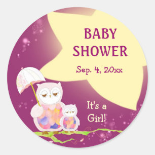 Whimsical Owls Baby Dusche Gefallen Runder Aufkleber
