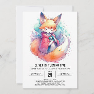 Whimsical Painted Fox Geburtstag Einladung