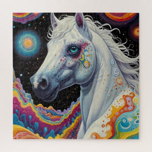 Whimsical Painted Horse: Ein Abstrakter Raum Puzzle