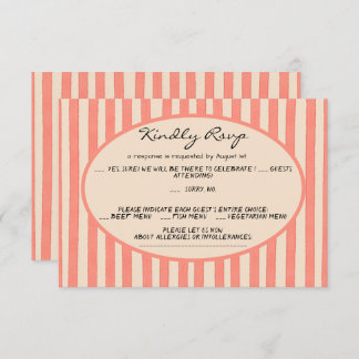 Whimsical Painted Pinstripes Wedding RSVP Card Einladung
