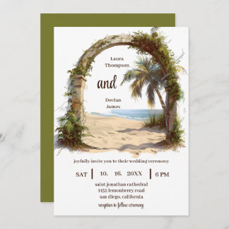 Whimsical Palm Tree Tropical Boho Beach Wedding Einladung