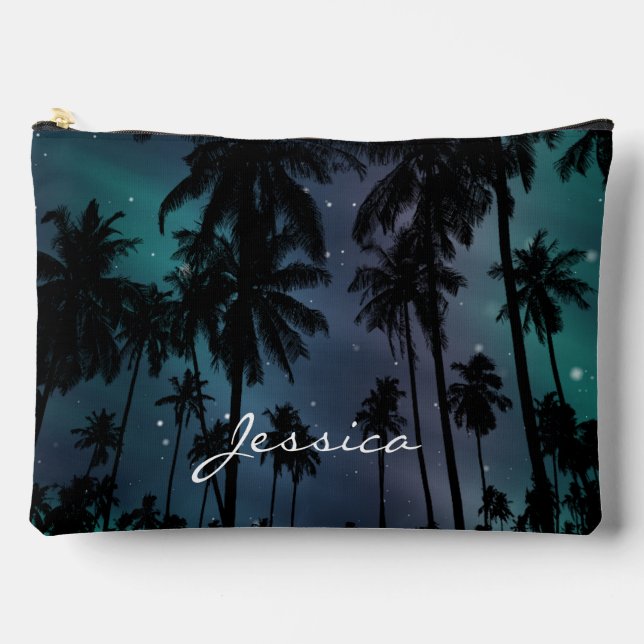 Whimsical Palm Trees Starry Night Sky Personalised Zubehörtasche (Vorderseite)