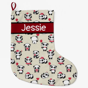 Whimsical Pandas individuell einstellbar Großer Weihnachtsstrumpf