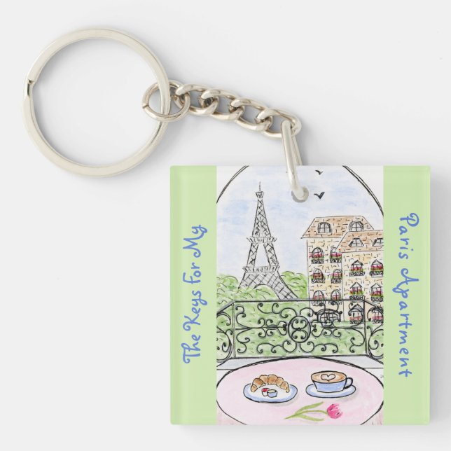 Whimsical PARIS APARTMENT KEYS Eiffelturm Schlüsselanhänger (Vorderseite)