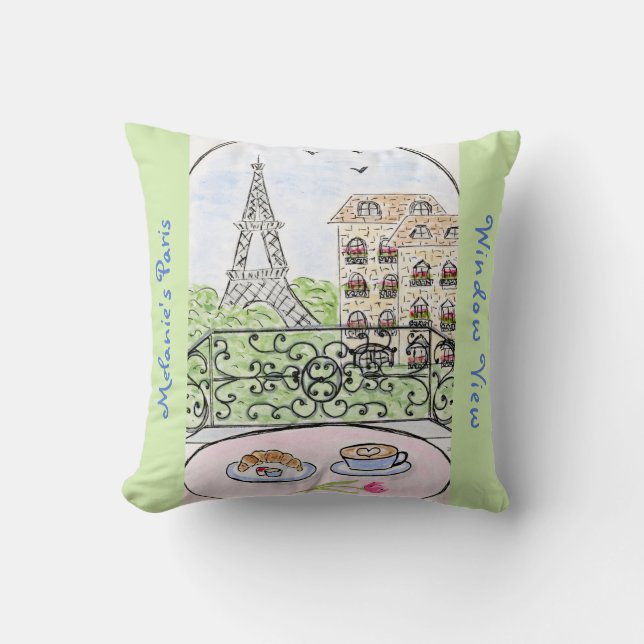 Whimsical PARIS APARTMENT Personaliz Eiffelturm Kissen (Vorderseite)