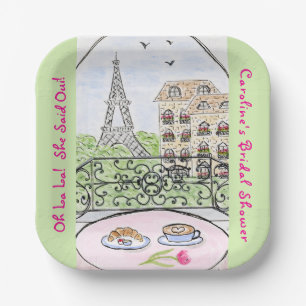 Whimsical Paris Eiffel Tower BRAUTPARTY Pappteller