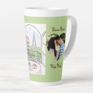 Whimsical Paris Eiffelturm Bisou Kuss FOTO Milchtasse