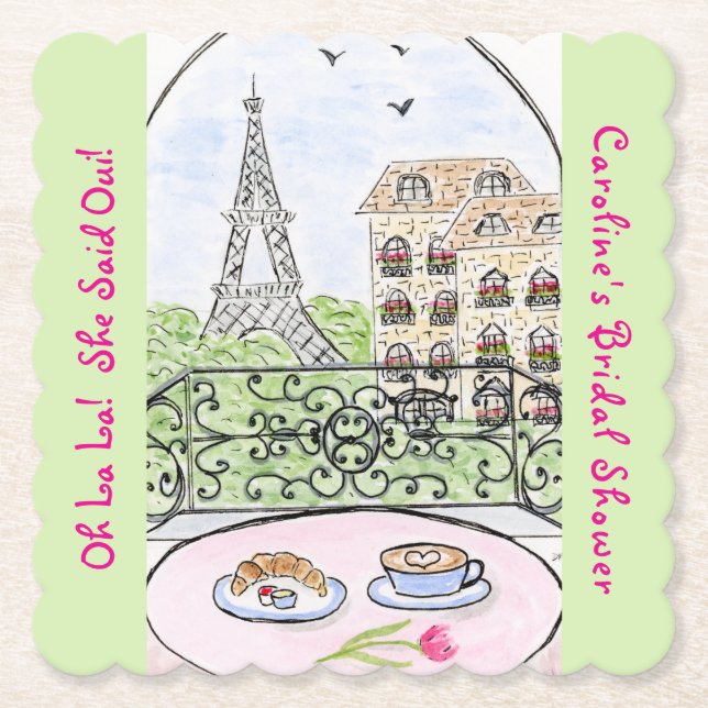 Whimsical Paris Eiffelturm BRIDAL SHOWER  Untersetzer (Vorderseite)