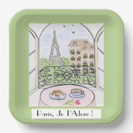 Whimsical Paris Eiffelturm Ich liebe Dich! Pappteller